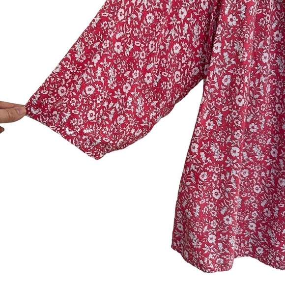 Jones New York Pink Prairie Flowy Summer Top White Flowers, 1X - Picture 5 of 10